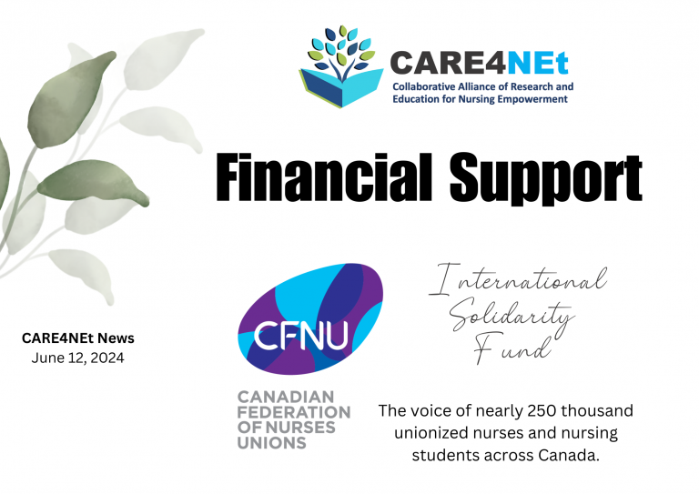 CARE4NEt receives Financial Support from the Canadian Federation of Nurses Unions (CFNU)